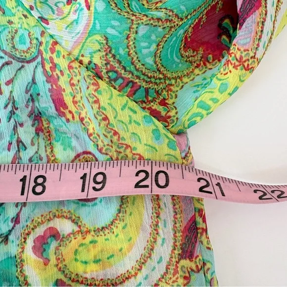 Figueroa & Flower Multicolor Paisley Sheer 3/4 Sleeve Blouse - Picture 13 of 14